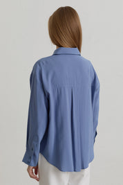 Dropped Shoulder Basic Modal Shirt - Indigo