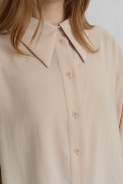 Dropped Shoulder Basic Modal Shirt - Cream