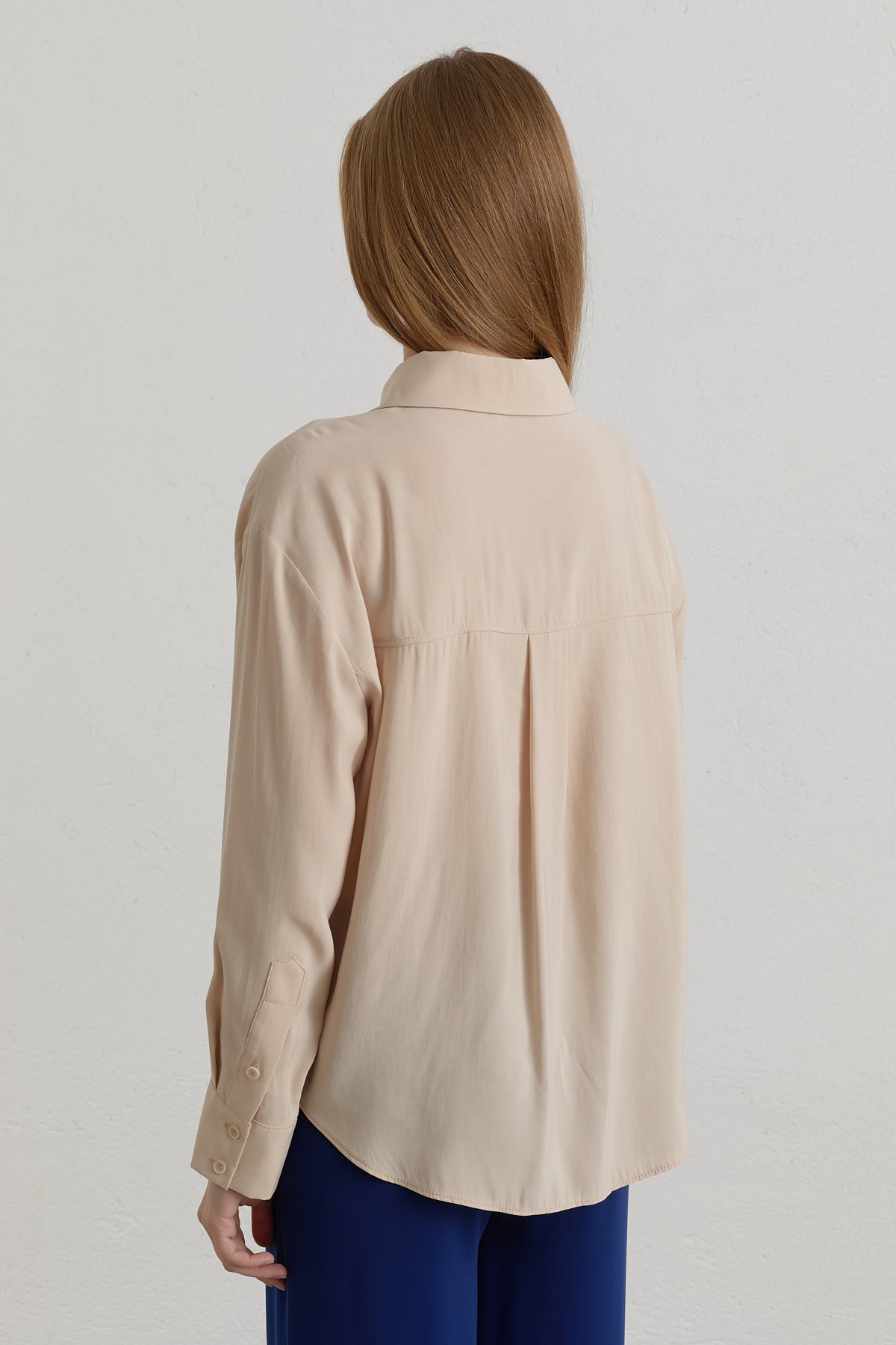Dropped Shoulder Basic Modal Shirt - Cream