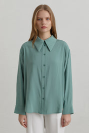 Dropped Shoulder Basic Modal Shirt - Mint