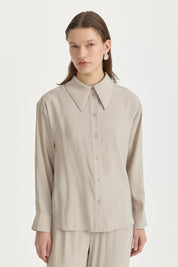 Low-Sleeve Basic Modal Shirt - Stone