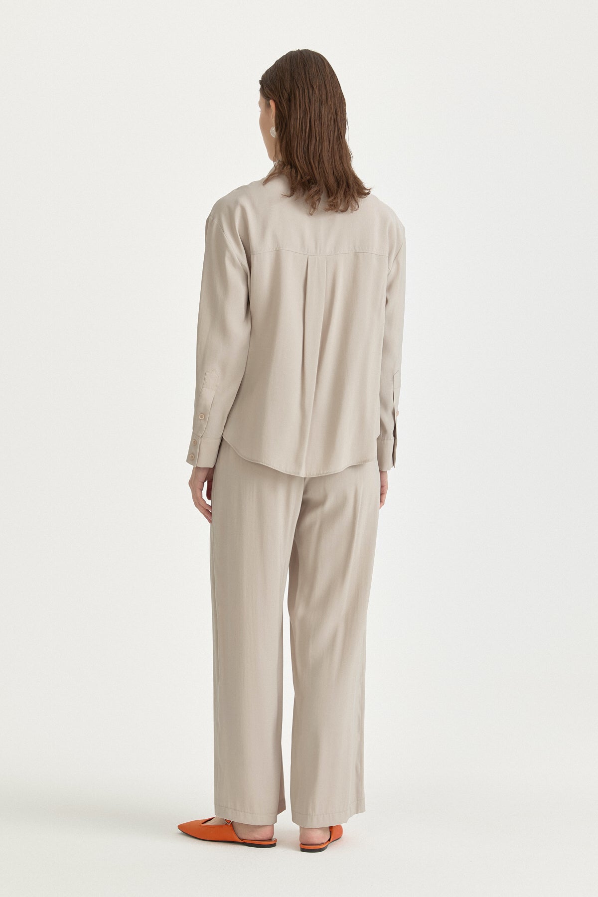 Low-Sleeve Basic Modal Shirt - Stone