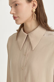 Dropped Shoulder Basic Modal Shirt - Mink