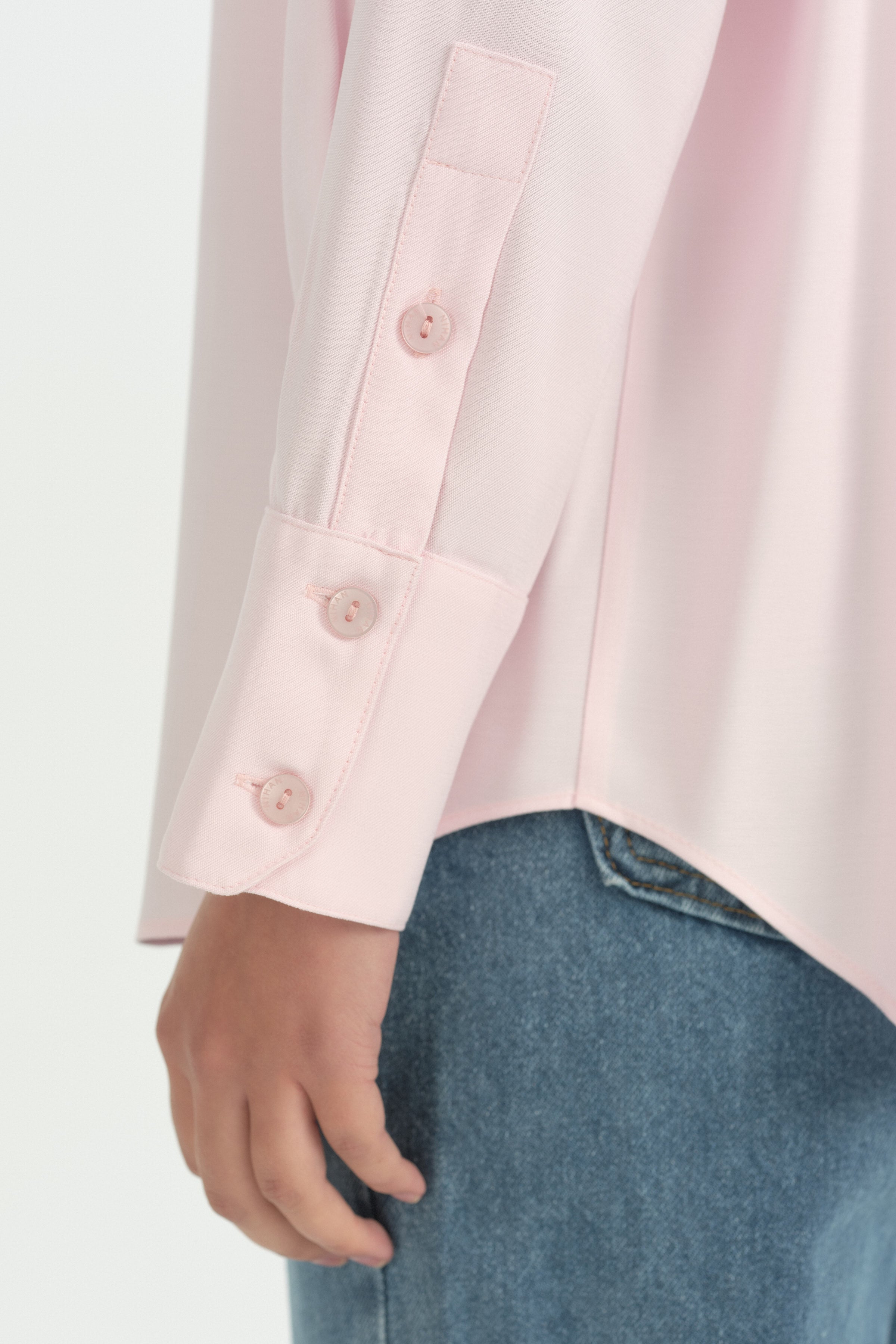 Düşük Kollu Modal Gömlek - Pembe