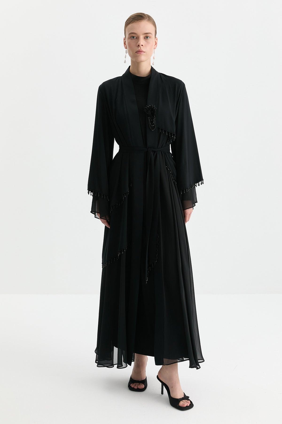 Elbiseli Abaya Takım - Siyah