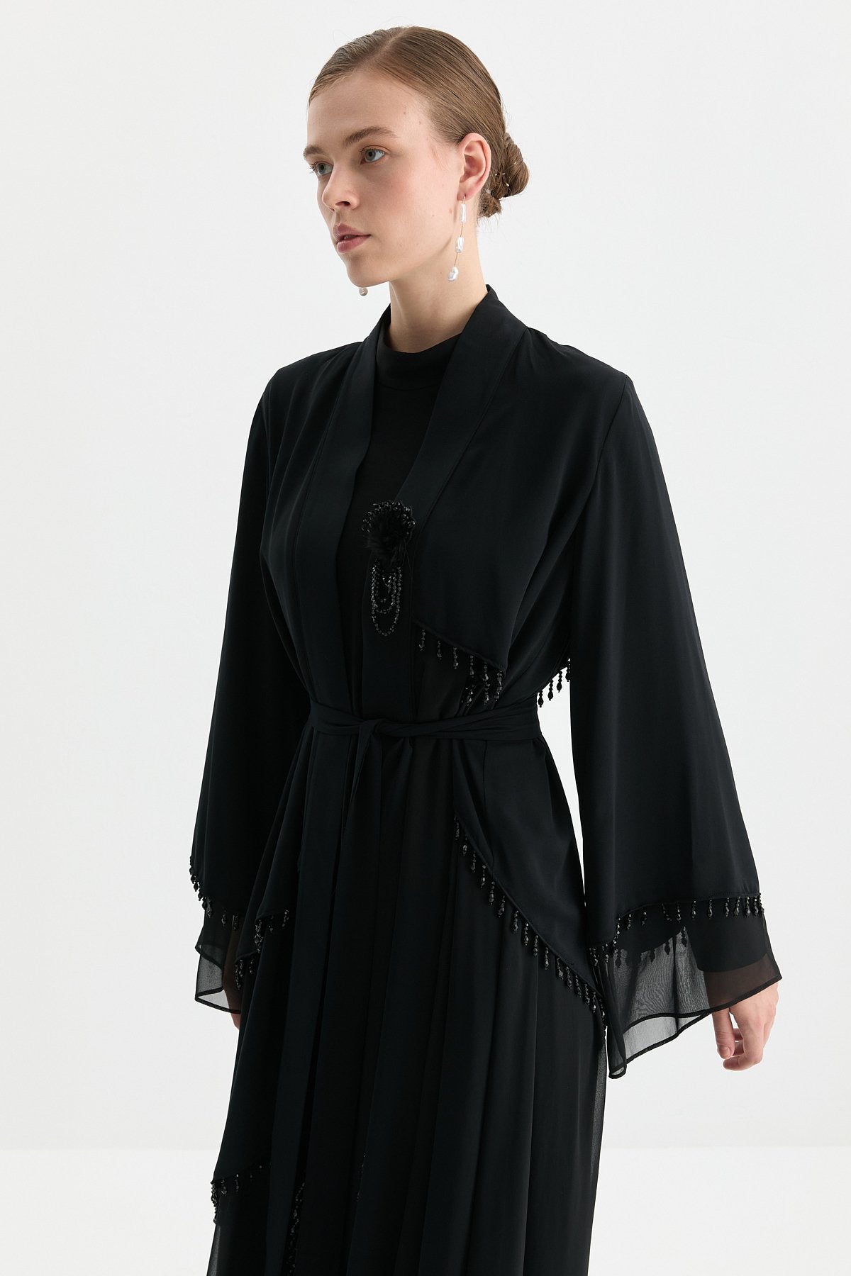 Elbiseli Abaya Takım - Siyah