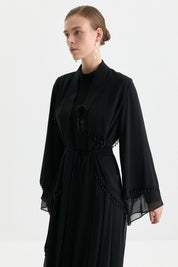 Elbiseli Abaya Takım - Siyah