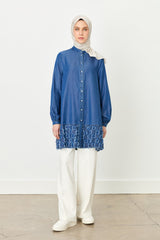Tencel Tunic with Hem Detail - Indigo