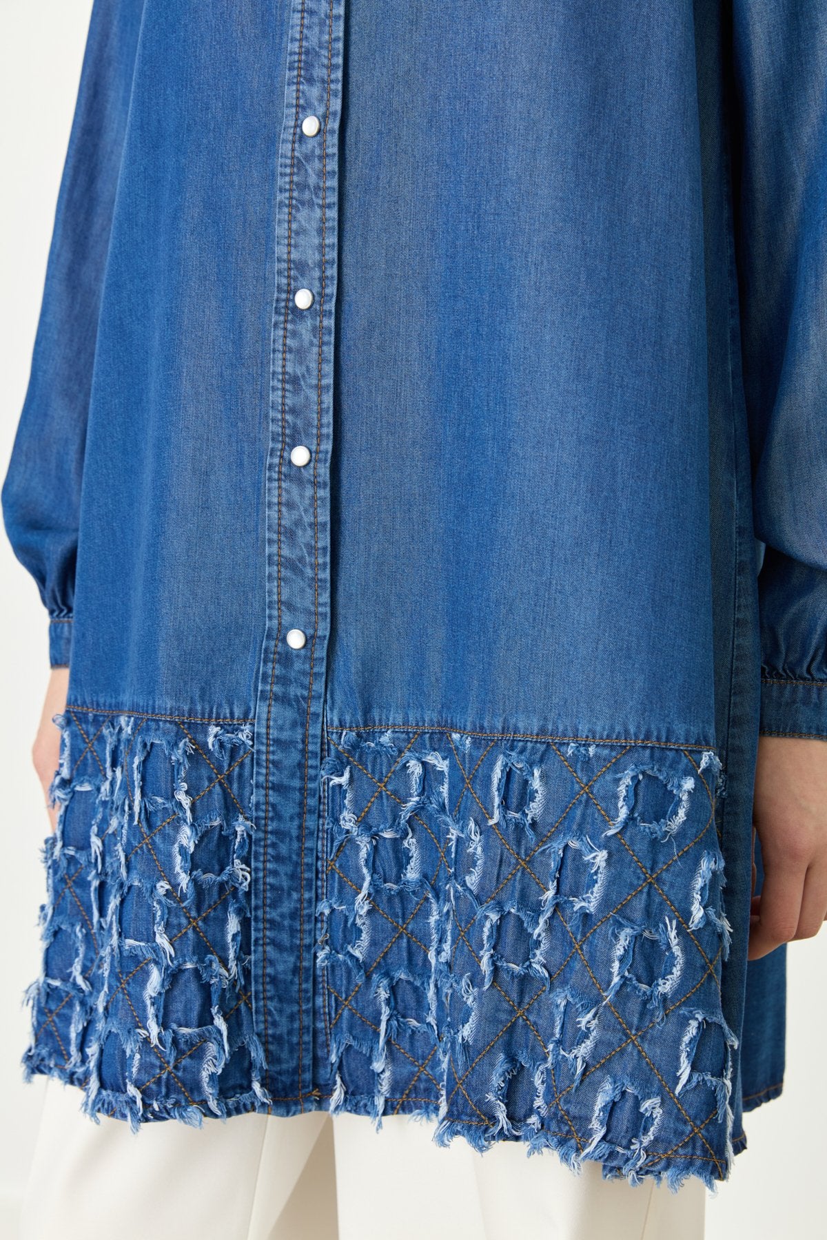 Tencel Tunic with Hem Detail - Indigo