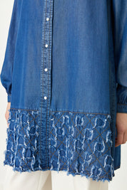 Tencel Tunic with Hem Detail - Indigo