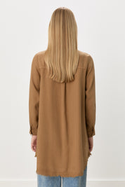 Etek Altı Püsküllü Tencel Tunik - Camel