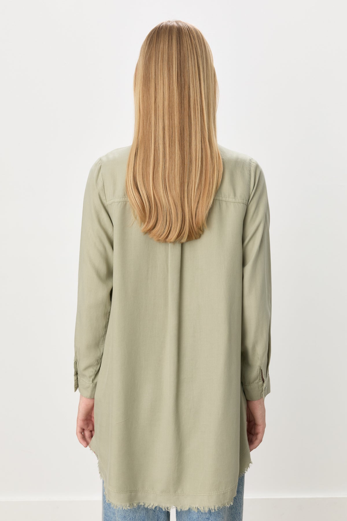 Etek Altı Püsküllü Tencel Tunik - Haki