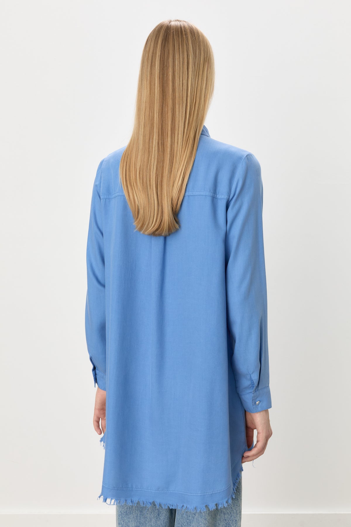 Etek Altı Püsküllü Tencel Tunik - İndigo