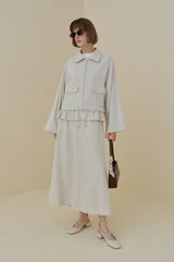 Skirt and Jacket Cotton Set - Beige