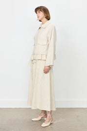 Skirt and Jacket Cotton Set - Beige