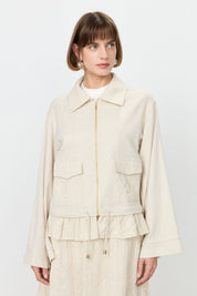 Skirt and Jacket Cotton Set - Beige