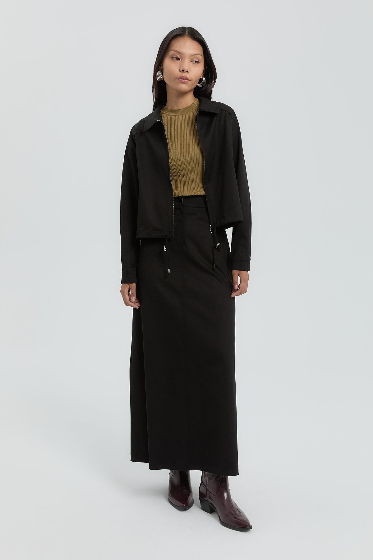 Skirt and Jacket Set - Black
