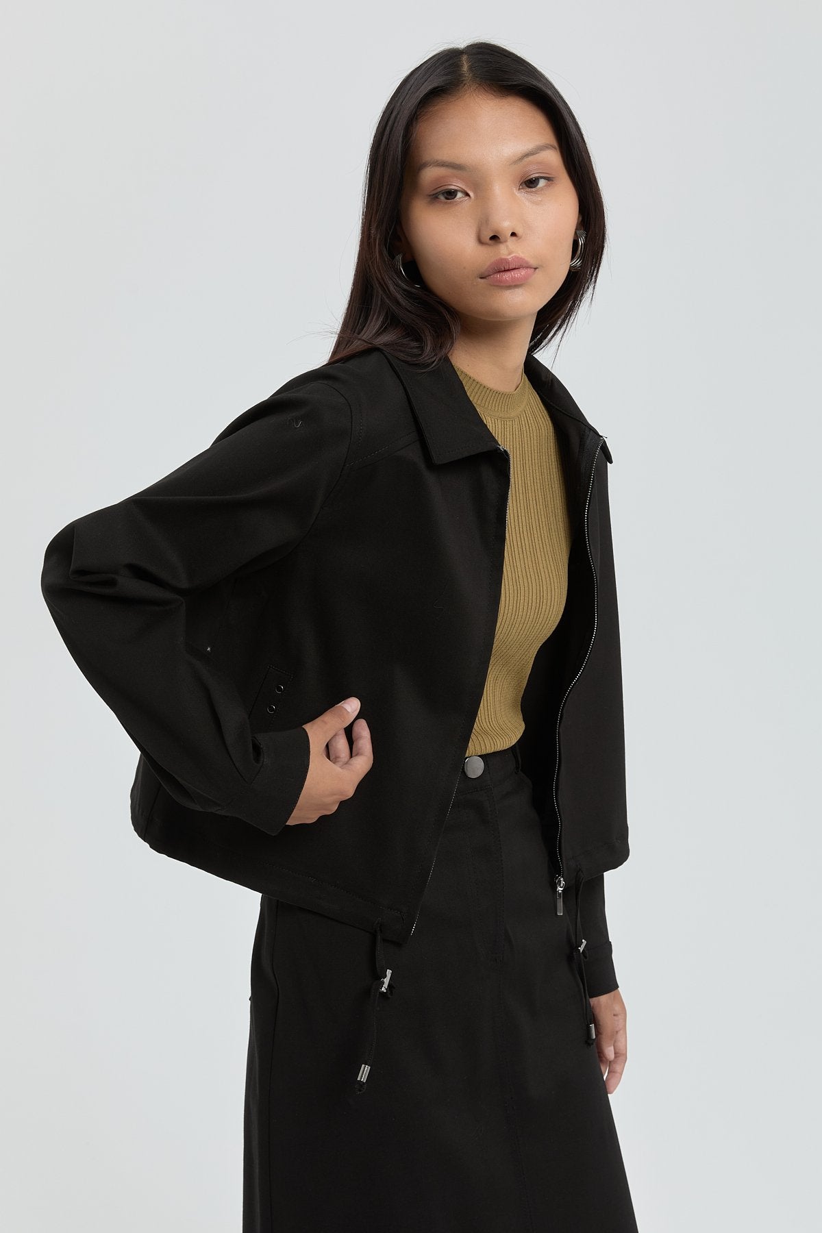 Skirt and Jacket Set - Black