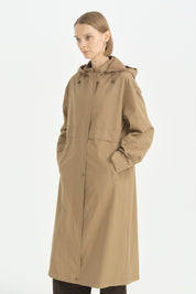 Fermuar Detaylı Oversize Spor Kap - Camel