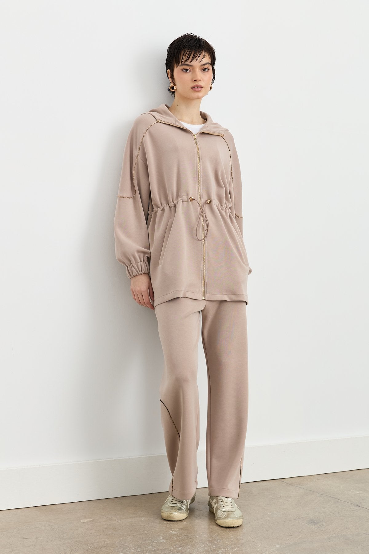 Cupra Oysho Zippered Knit Set - Latte