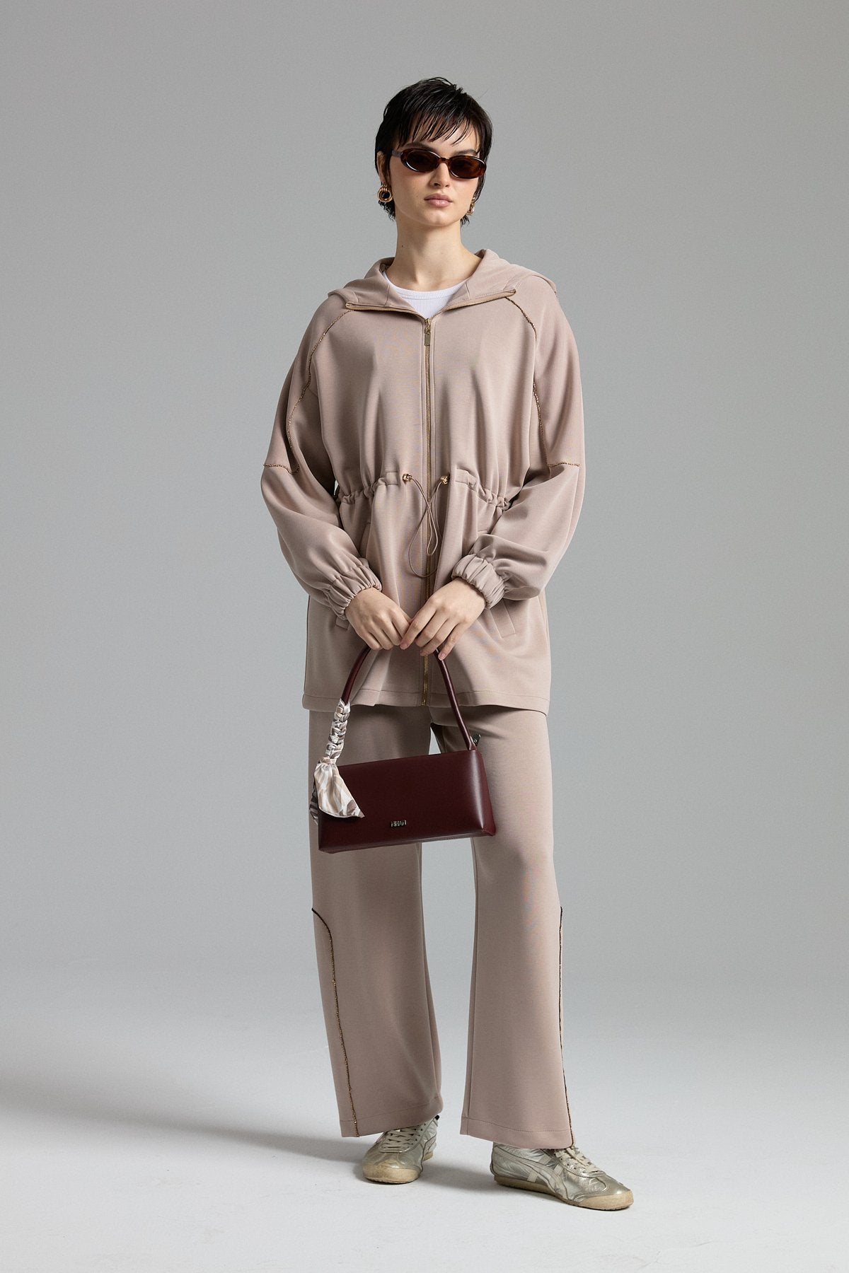 Cupra Oysho Zippered Knit Set - Latte