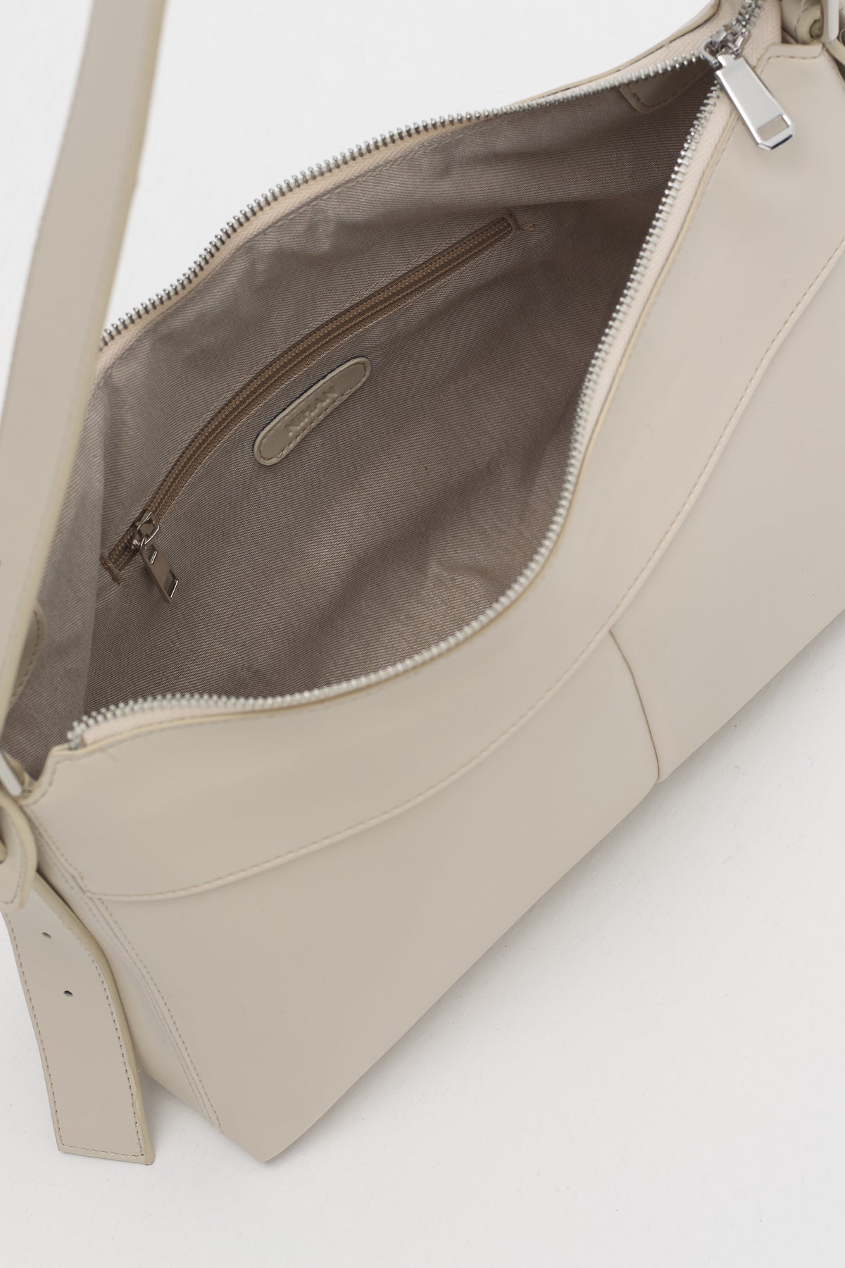 Zip Shoulder Bag - Beige
