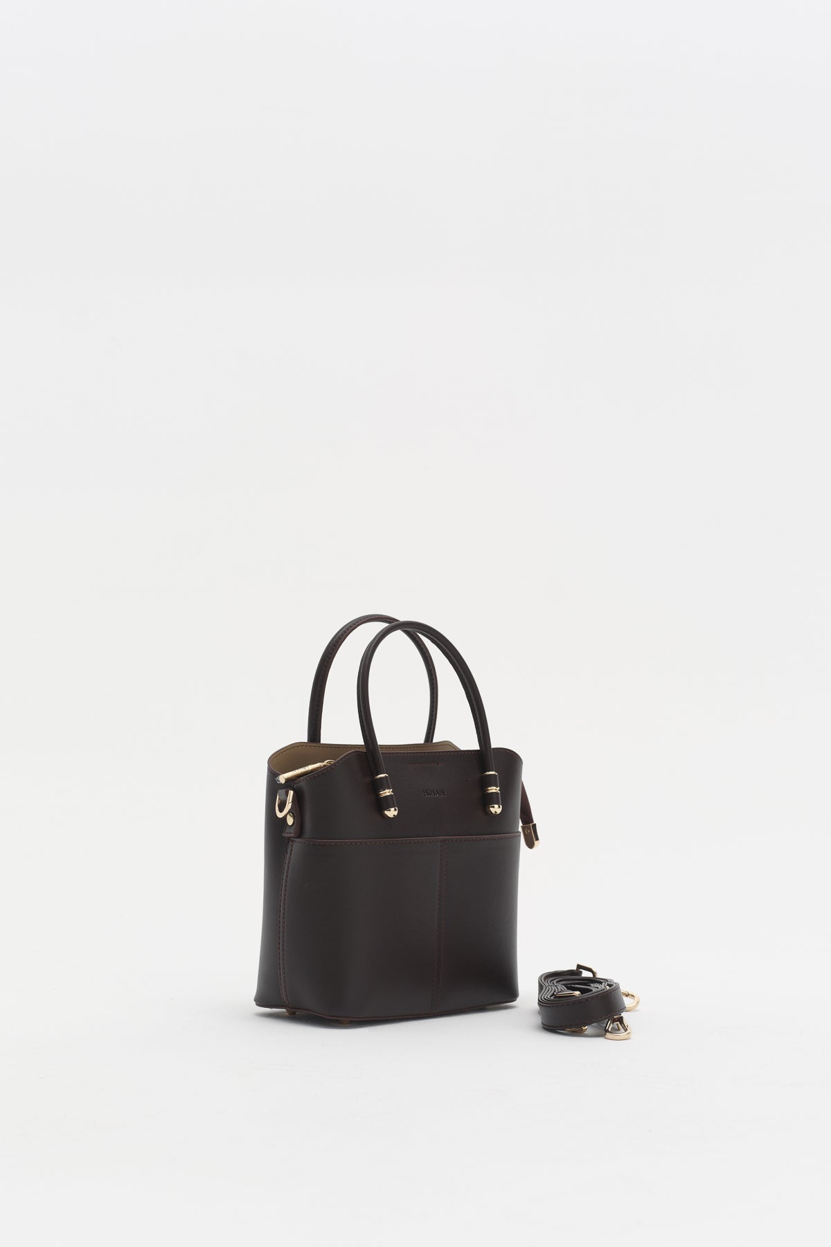 Fermuarlı Satchel Çanta - Kahve