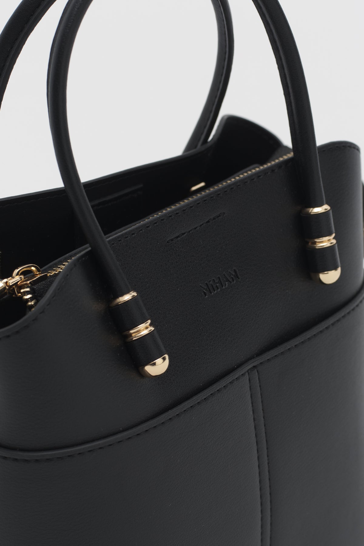 Fermuarlı Satchel Çanta - Siyah