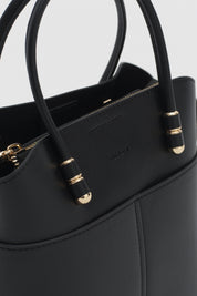 Fermuarlı Satchel Çanta - Siyah