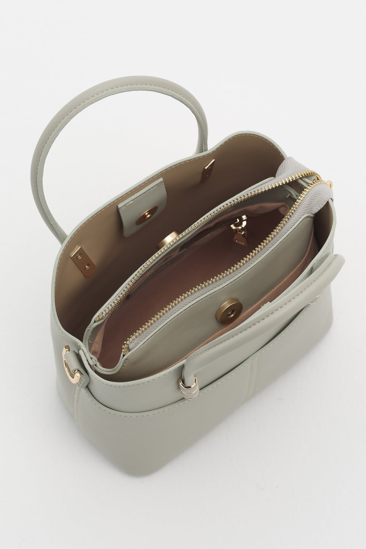 Fermuarlı Satchel Çanta - Yeşil