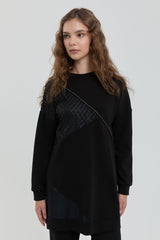 File Trimmed Knitted Tunic - Black