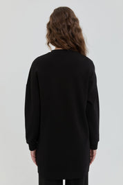File Trimmed Knitted Tunic - Black