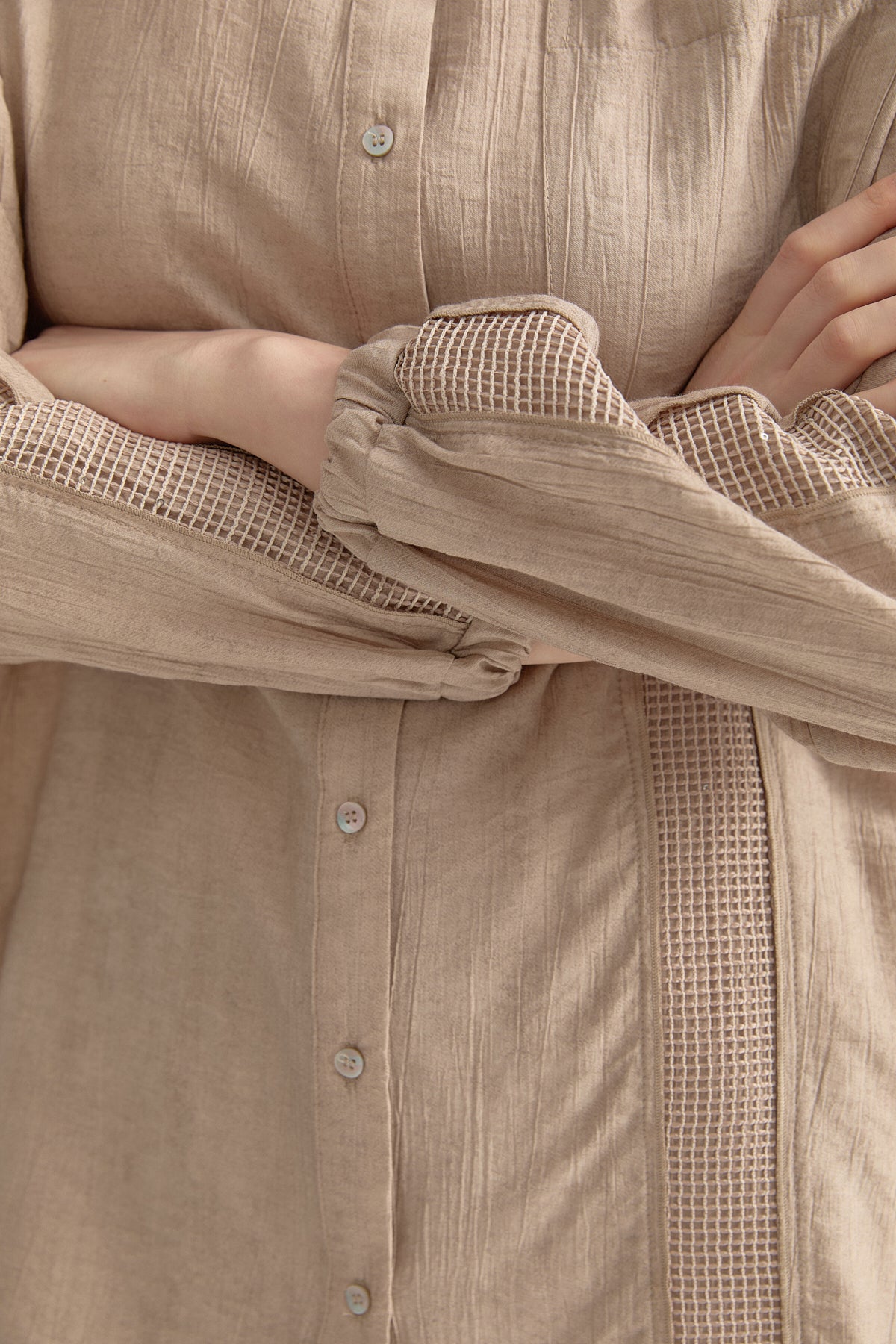 File ve Taş Aksesuar Detaylı Rayon Pantolon Tunik Takım - Bej