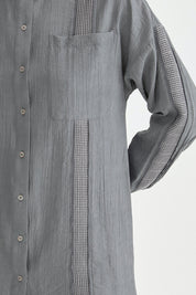 File ve Taş Aksesuar Detaylı Rayon Pantolon Tunik Takım - Gri