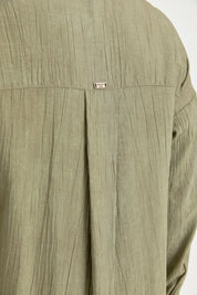 Rayon Tunic and Pants Set with Net and Stone Accessory Detail - Khaki