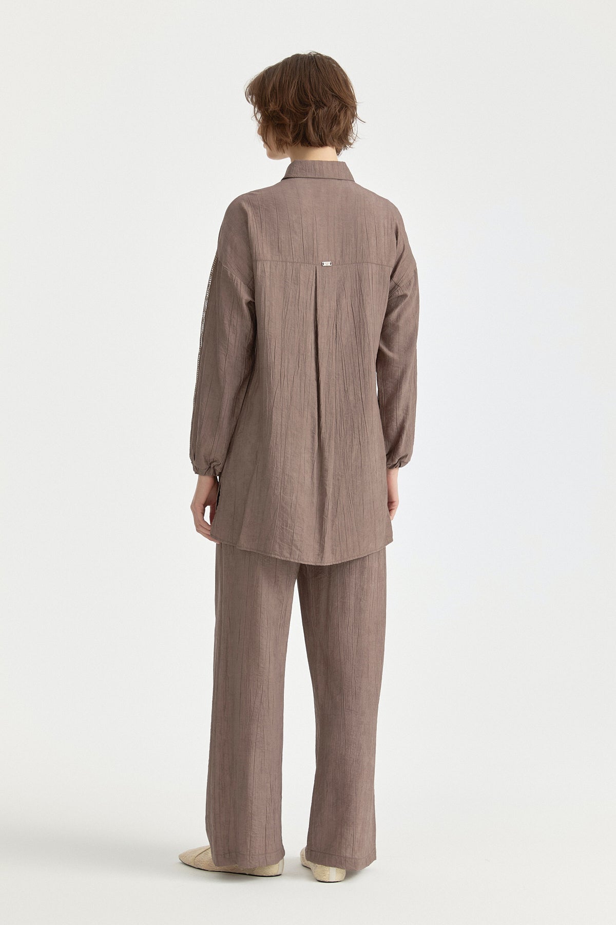 Rayon Tunic Set with Elephant and Stone Accessory Detail - Coffee