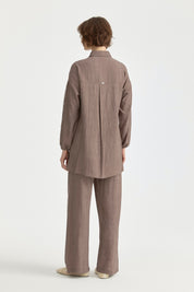 Rayon Tunic Set with Elephant and Stone Accessory Detail - Coffee