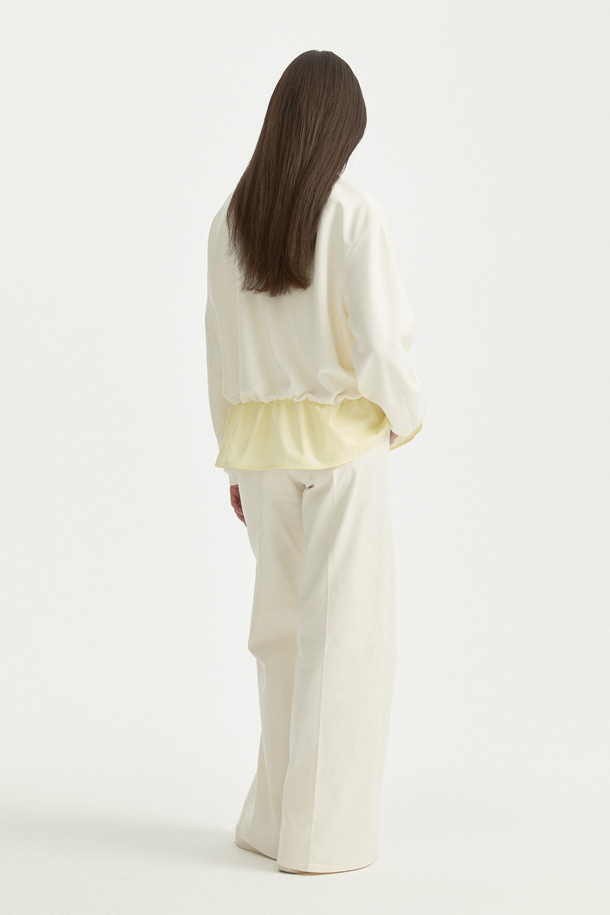 Ruffled Detail Knitted Modal Blend Blouse - Yellow