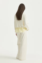 Ruffled Detail Knitted Modal Blend Blouse - Yellow