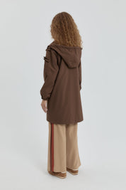 Raincoat with Ruffle Details - Brown
