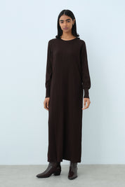 Fitilli Rayon Elbise - Kahve