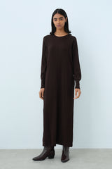 Ribbed Rayon Dress - Coffee