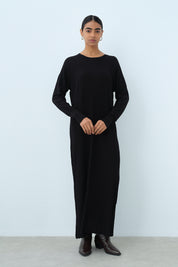 Fitilli Rayon Elbise - Siyah