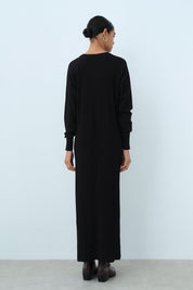 Fitilli Rayon Elbise - Siyah