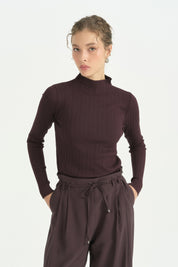 Fitilli Triko Body Bluz - Mürdüm