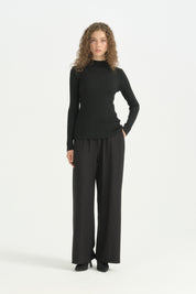Fitilli Triko Body Bluz - Siyah