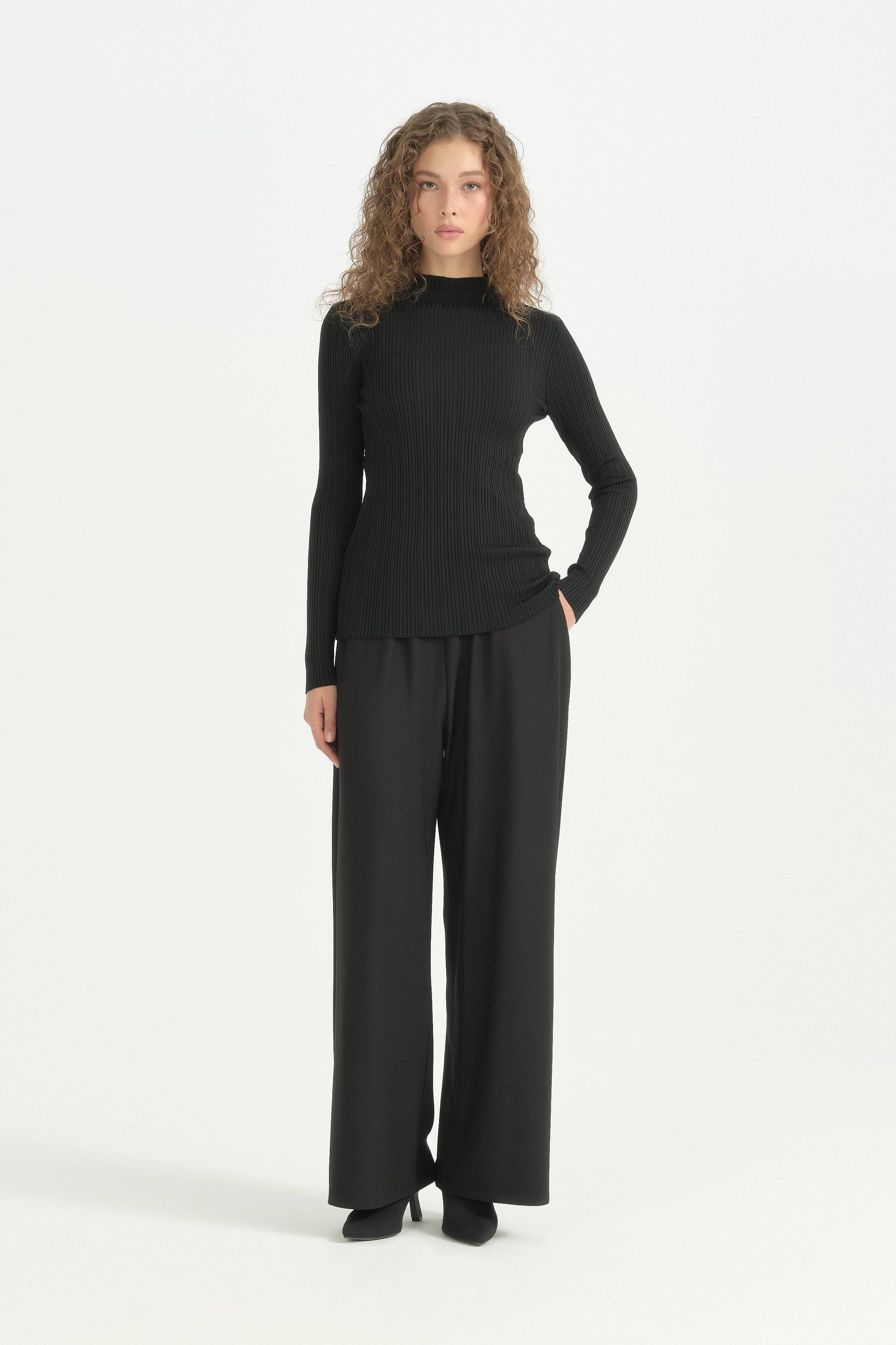 Fitilli Triko Body Bluz - Siyah