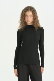 Fitilli Triko Body Bluz - Siyah