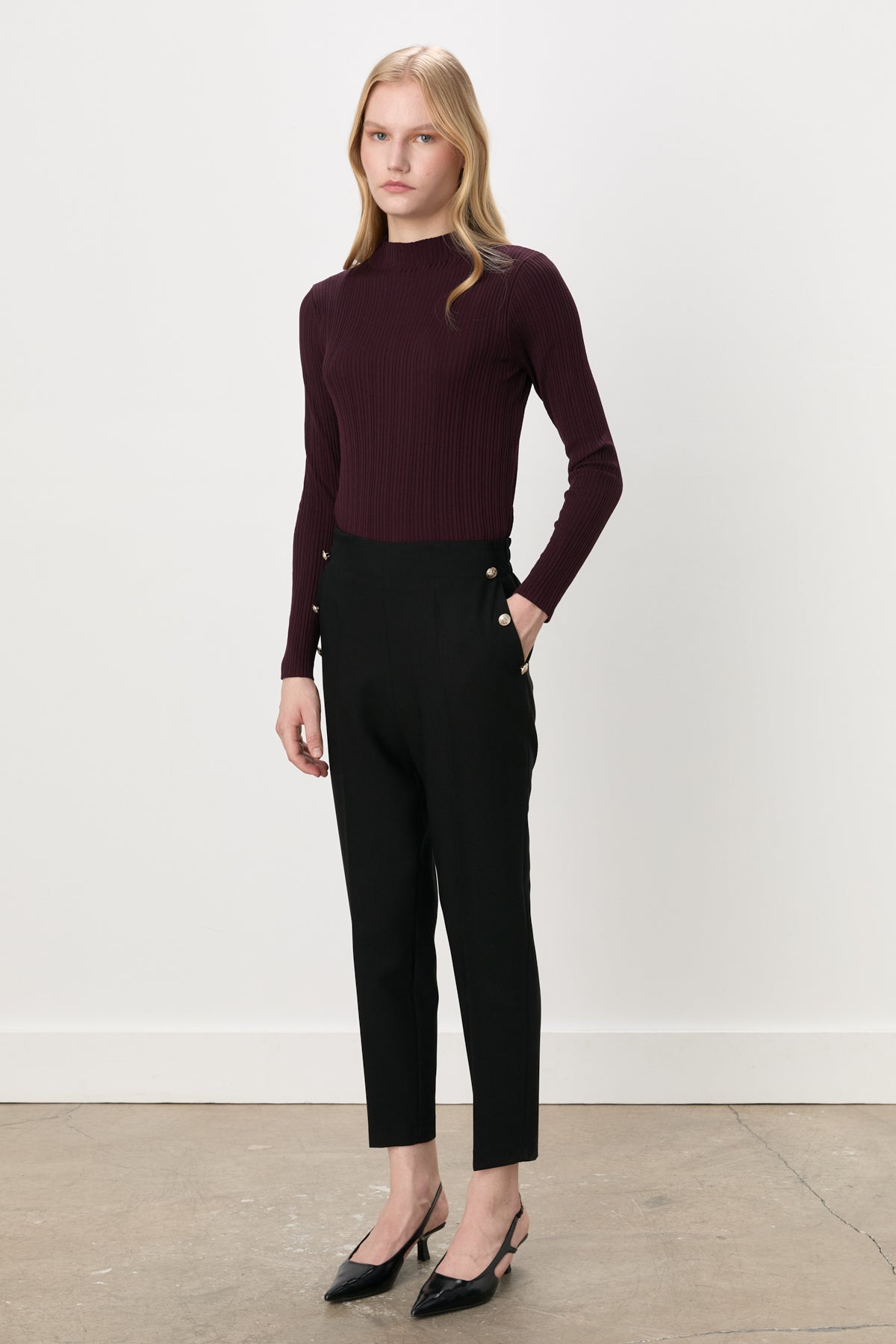 Fitilli Triko Rayon Bluz - Bordo