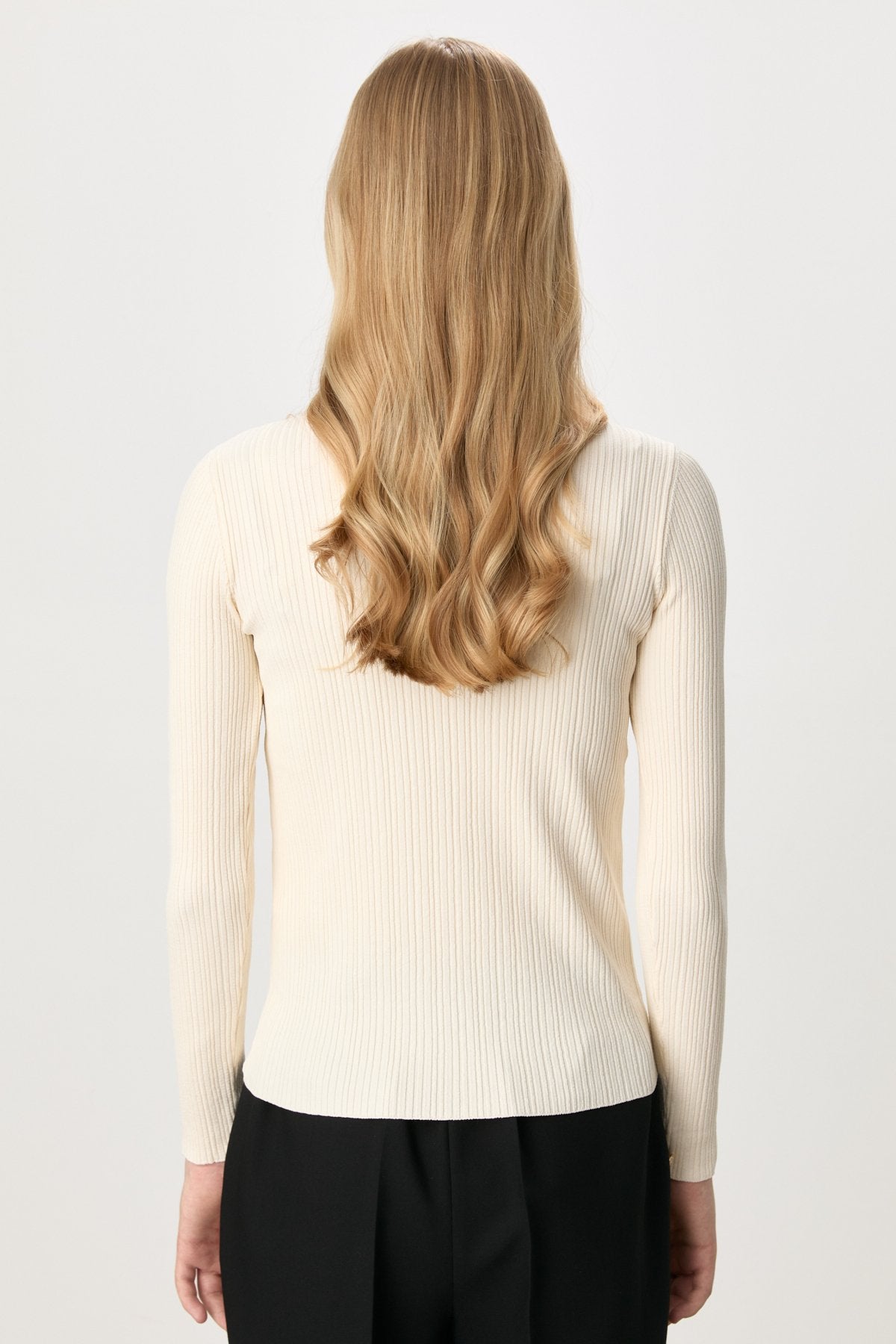 Ribbed Rayon Blouse - Ecru